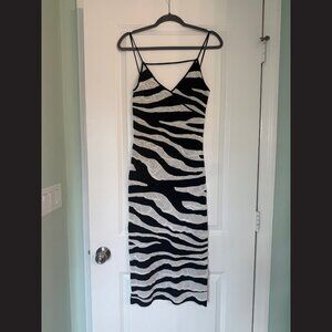 ZARA Zebra Print Bodycon Slip Dress Size S